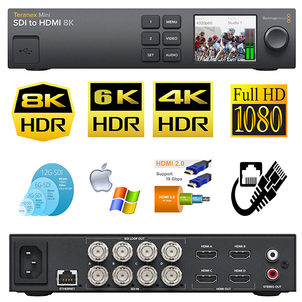 Teranex Mini Blackmagic - solution de monitoring - SDI vers HDMI 8K HDR - quad images