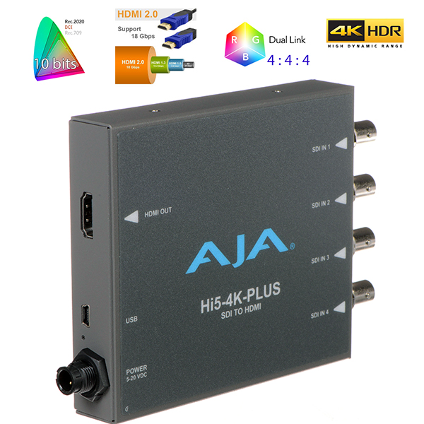 Hi5-4K-Plus AJA - Convertisseur - 4 SDI en HDMI 2.0